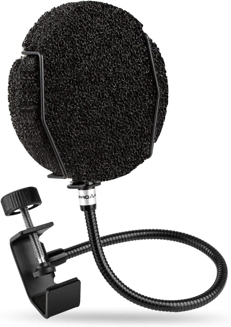 PROAR Pop Filter for Microphone - Sponge Layered Pop Wind Screen with Enhanced Flexible 360° Gooseneck - Image 1